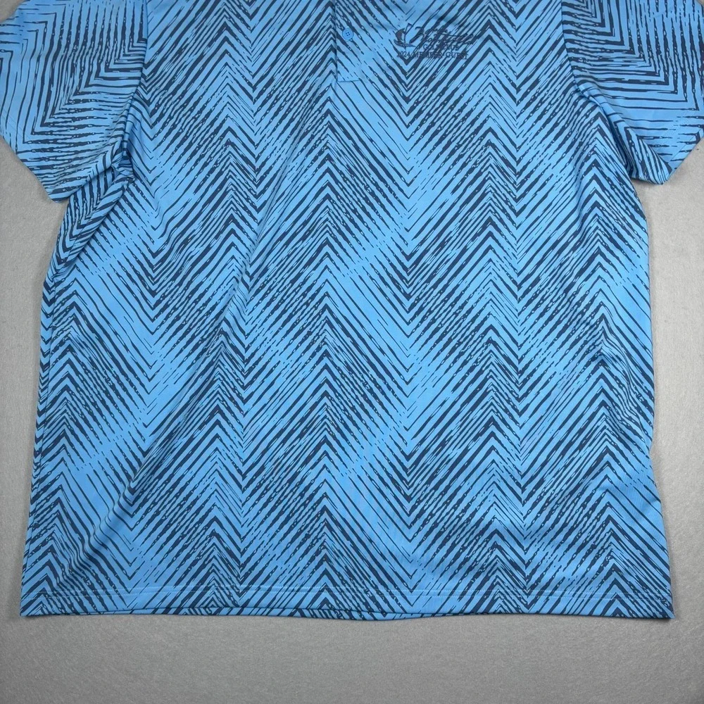 Adidas Men's All Over Print Polo Shirt Semi Blue Burst Golf Performance Size 2XL